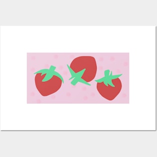 Pink Strawberry with Pink Polka-Dots Posters and Art